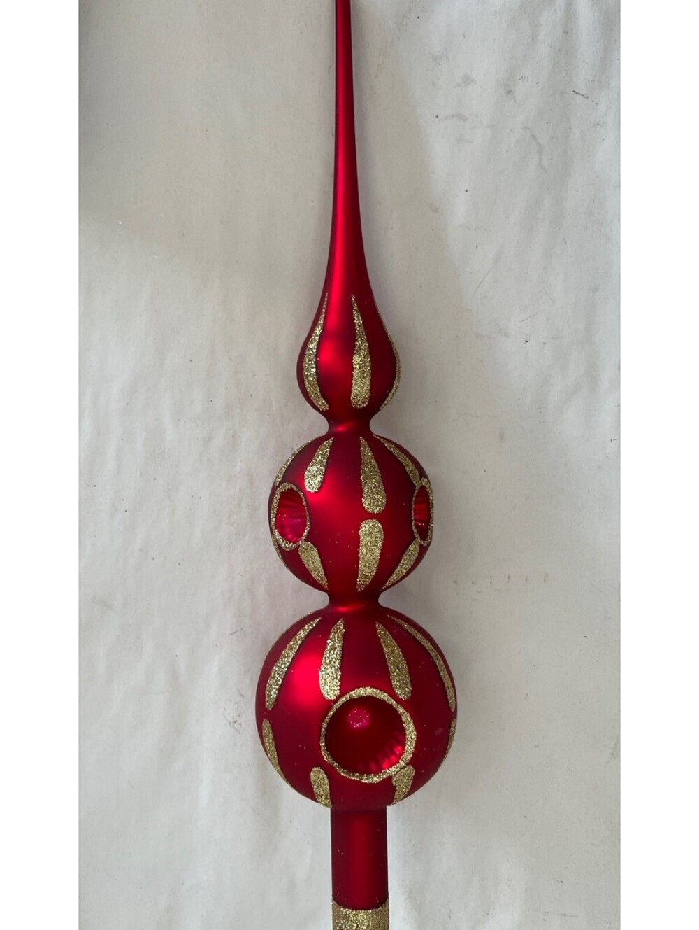 Vintage Tree Topper Christmas Classics Red Hand Decorated Glass Ornaments *12”